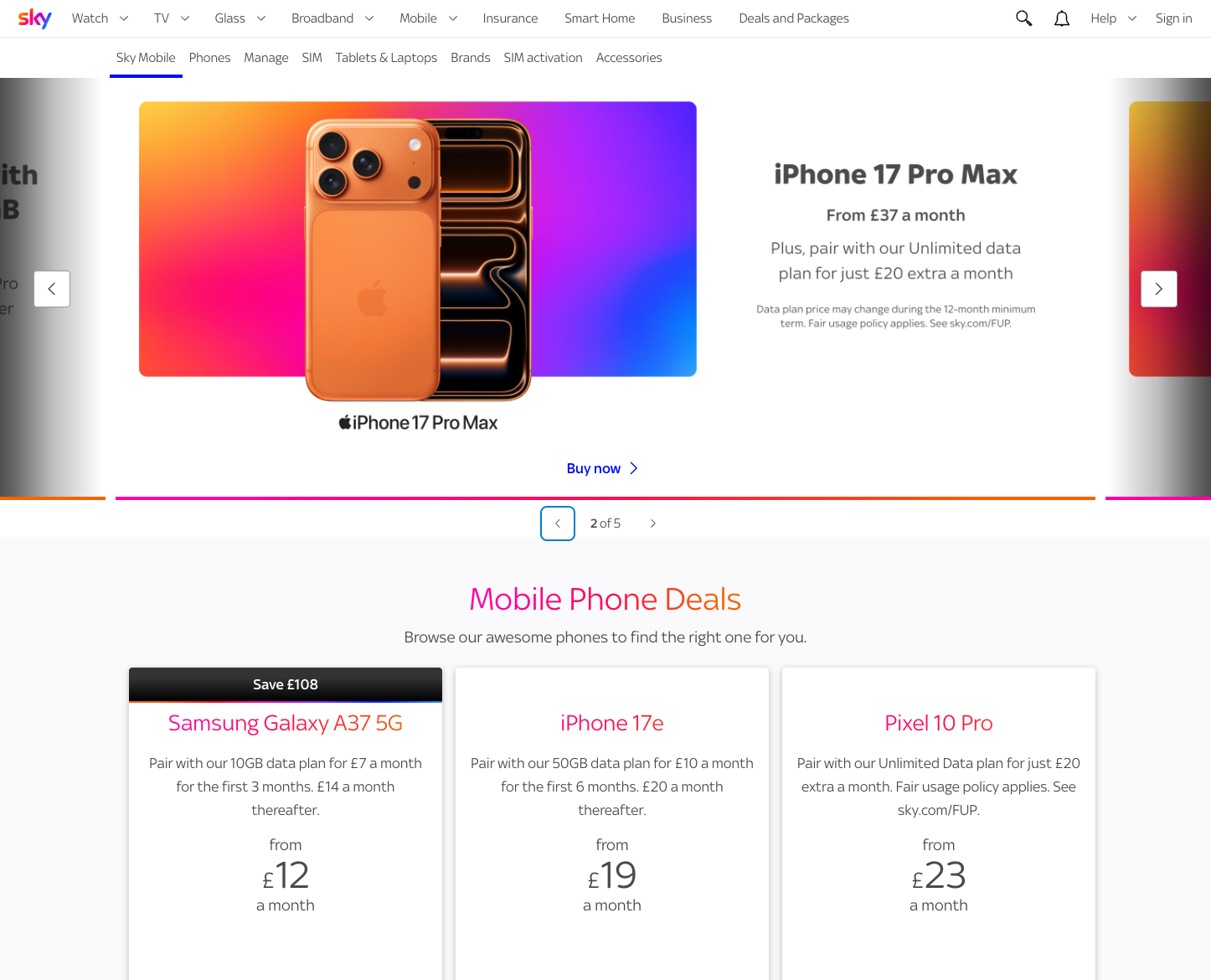 Current Sky Mobile storefront